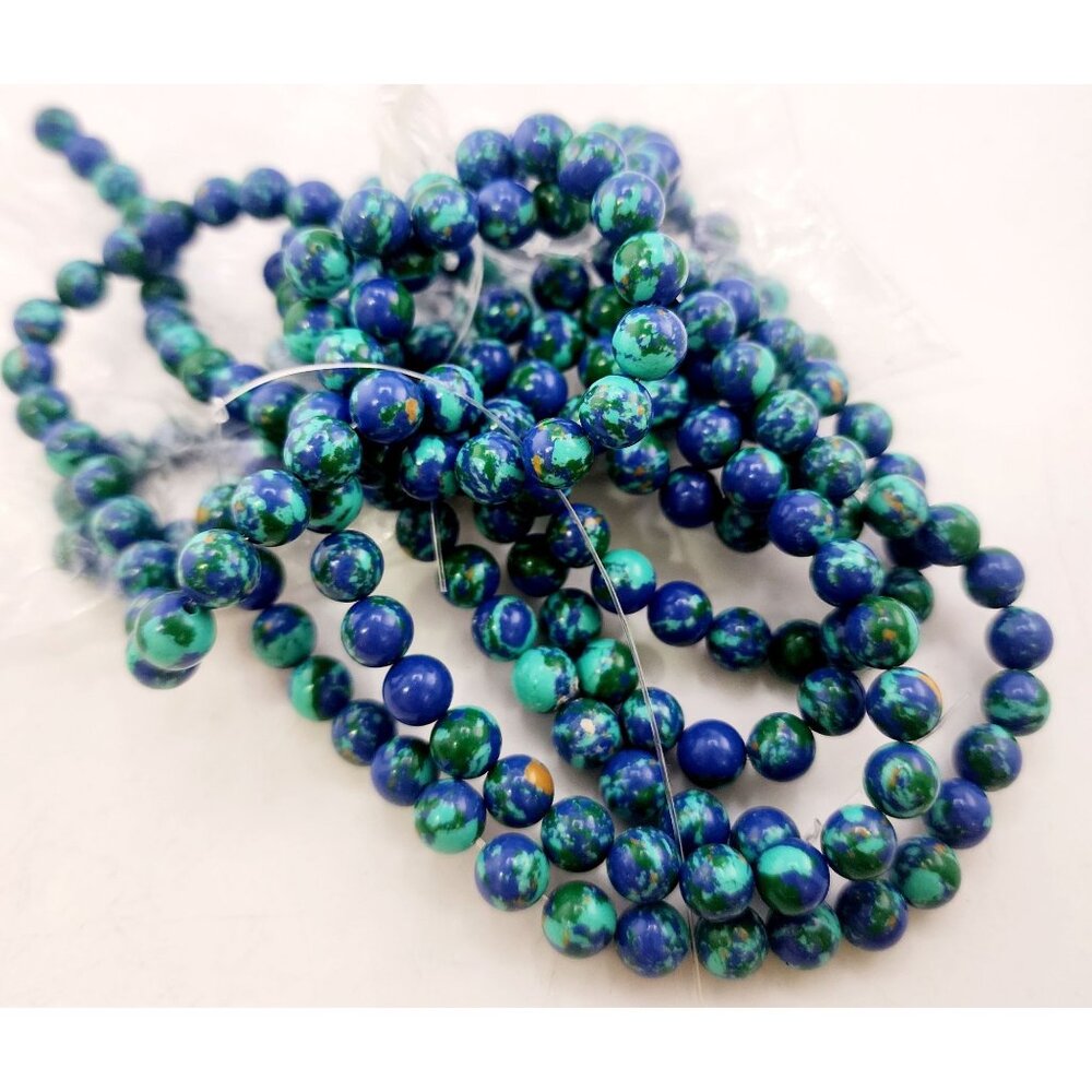 Vintage 8mm Turquoise Matrix Beads (A4311)